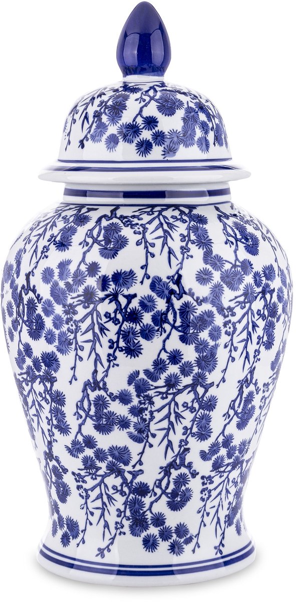 Keramische Amfora Vaas Wit Blauw Decoratief 47cm