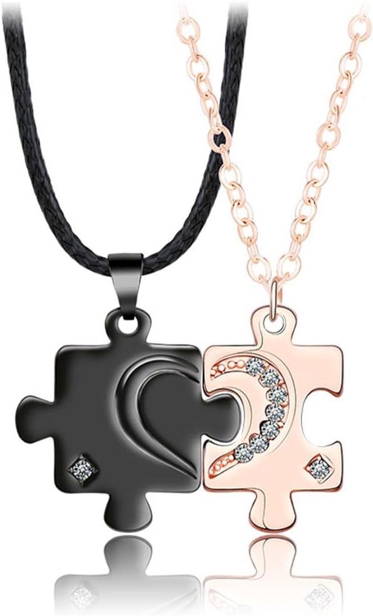 Romantische puzzel voor koppels - liefdeshalskettingen - Valentijnscadeau - jubileumgeschenk - kerstcadeau - kunststof - uniek cadeau voor hem en haar