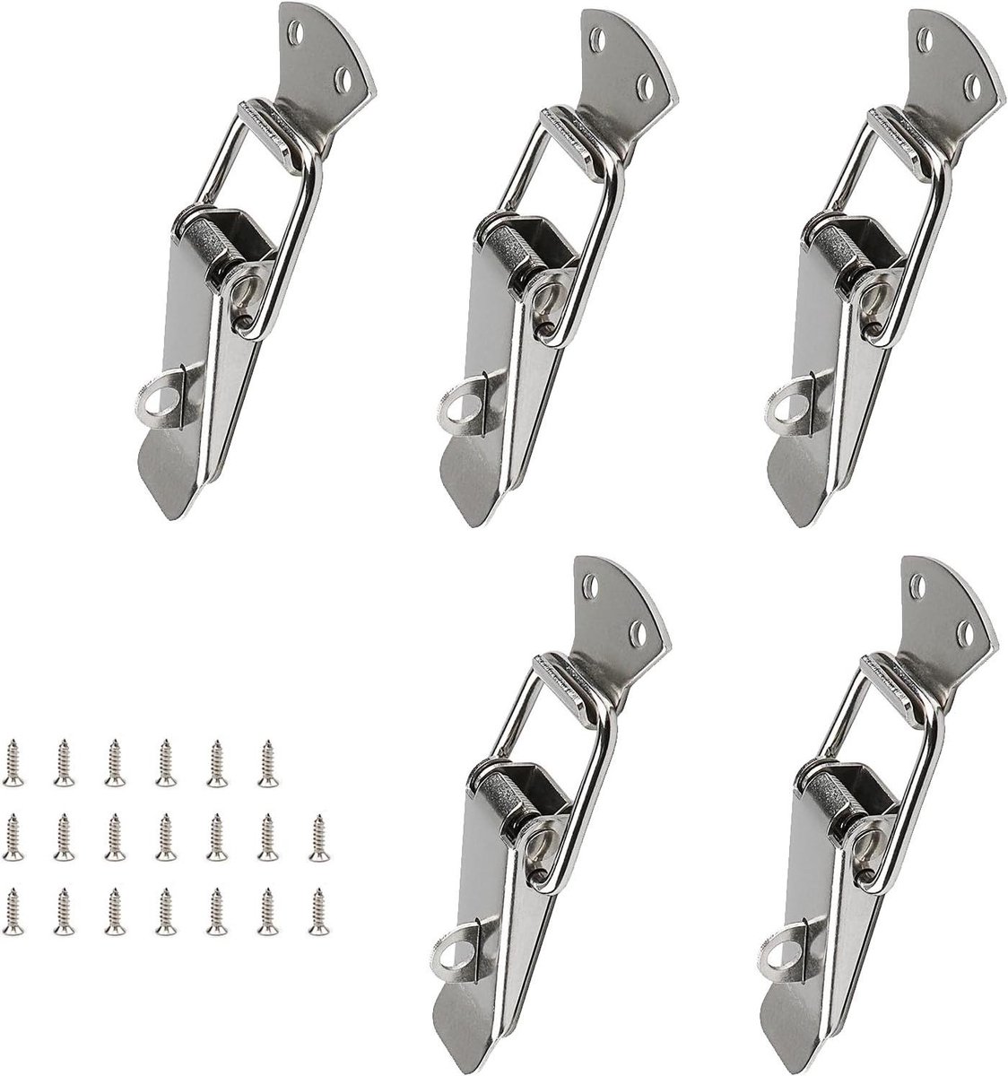 Image of 5 stuks roestvrijstalen spansluitingen met slot en schroeven - voor gereedschapskisten en kasten