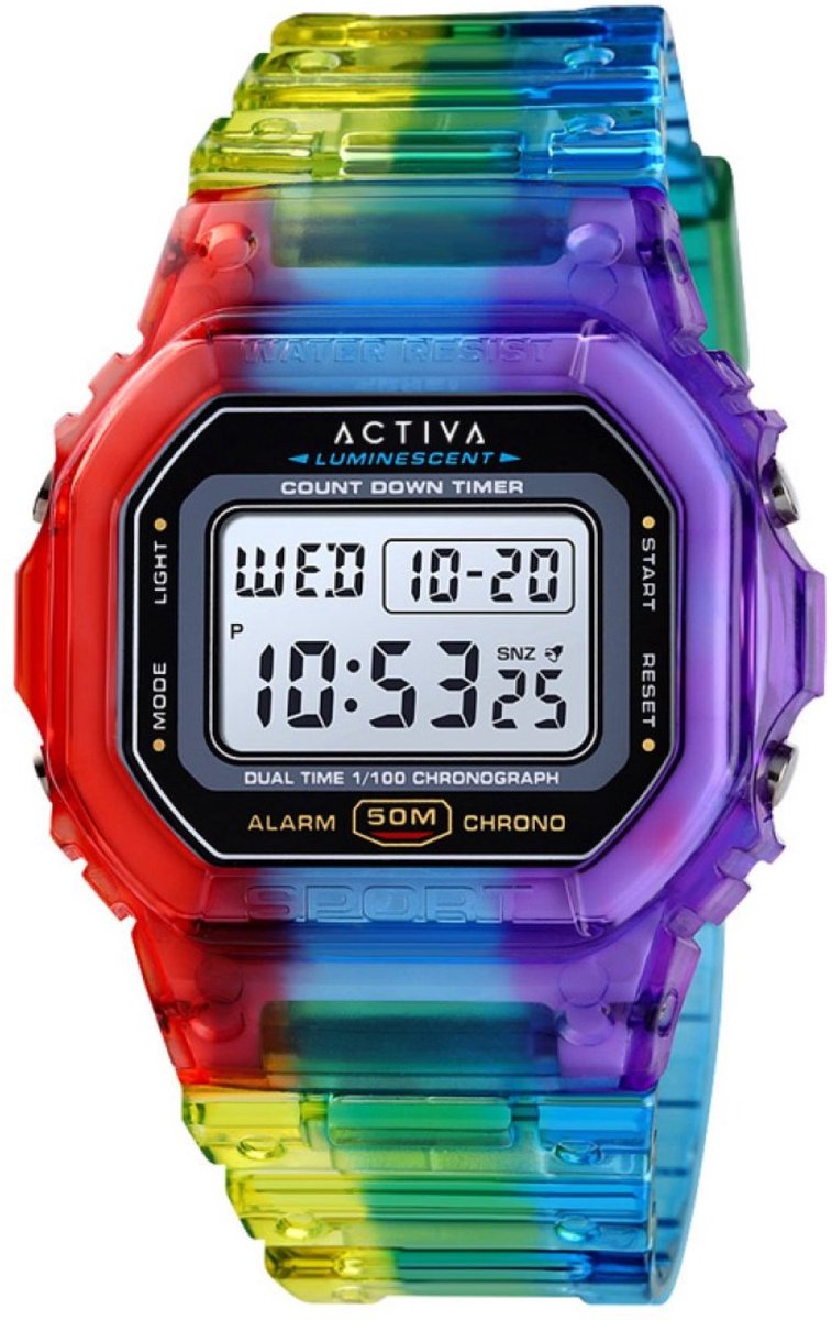 Activa x Invicta Digital ACW1622-002 Heren Horloge - Waterdicht - Digitaal - Quartz Uurwerk - Plastic met zwarte Wijzerplaat - 50mm