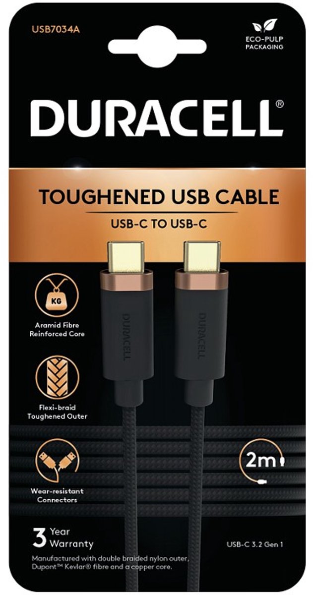 Duracell USB7034A USB-kabel Zwart