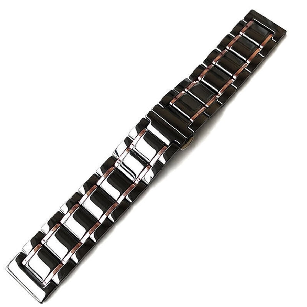 Keramische universele 22 mm gepolijste band, snel los te maken, hoogwaardige roestvrijstalen band - Vijf zwarte aardewerk zilver