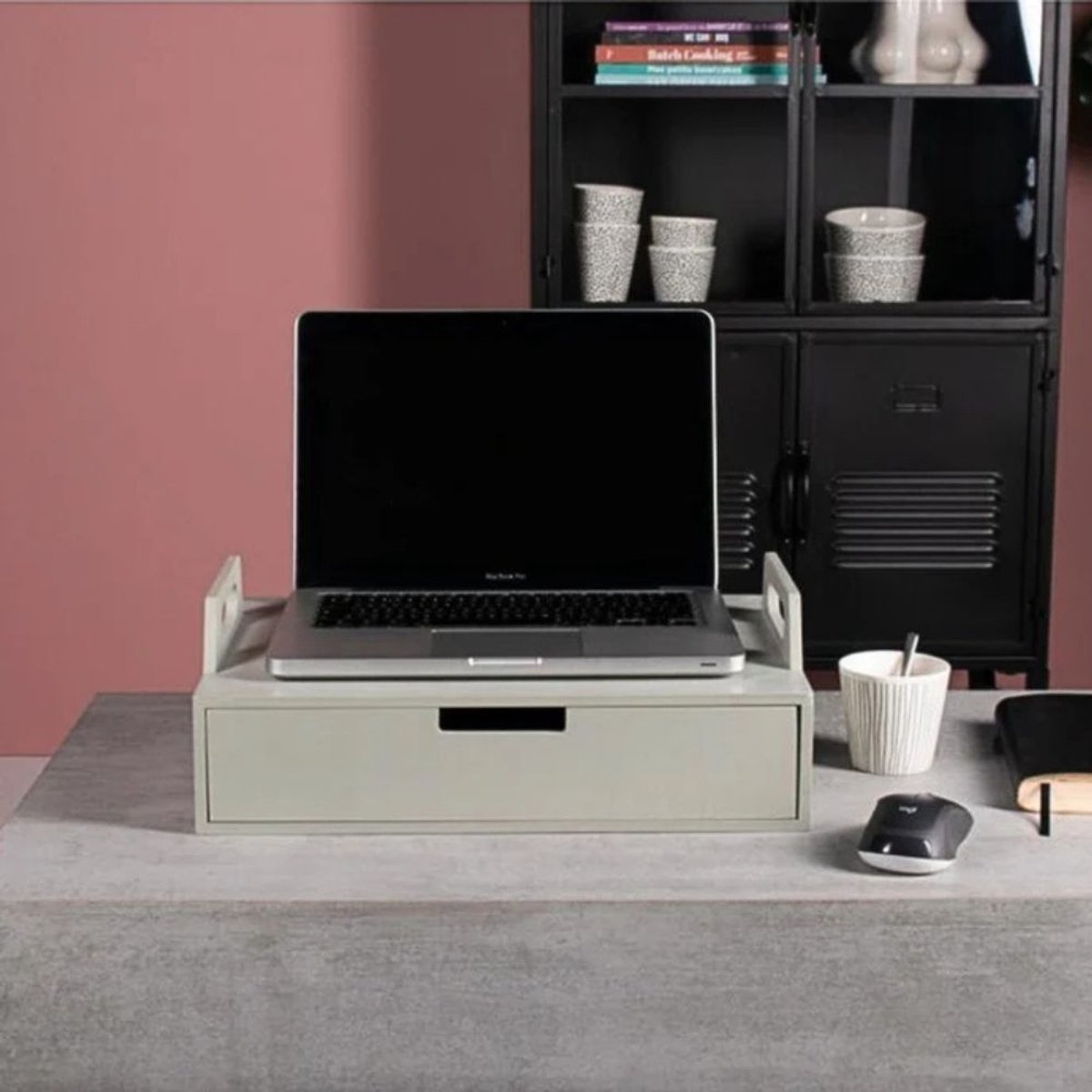 Gusta Laptoptafel - Hout - 41 x 30 x 14,5cm - Decoratie - Grijs