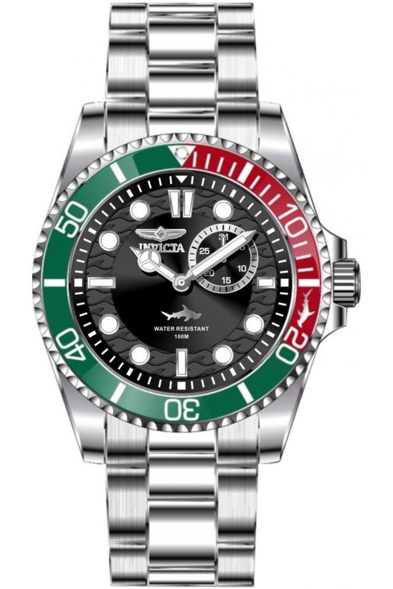 Invicta Pro Diver 49272 Heren Horloge - Waterdicht - Analoog - Quartz Uurwerk - Roestvrij Staal met zwarte Wijzerplaat - 43mm