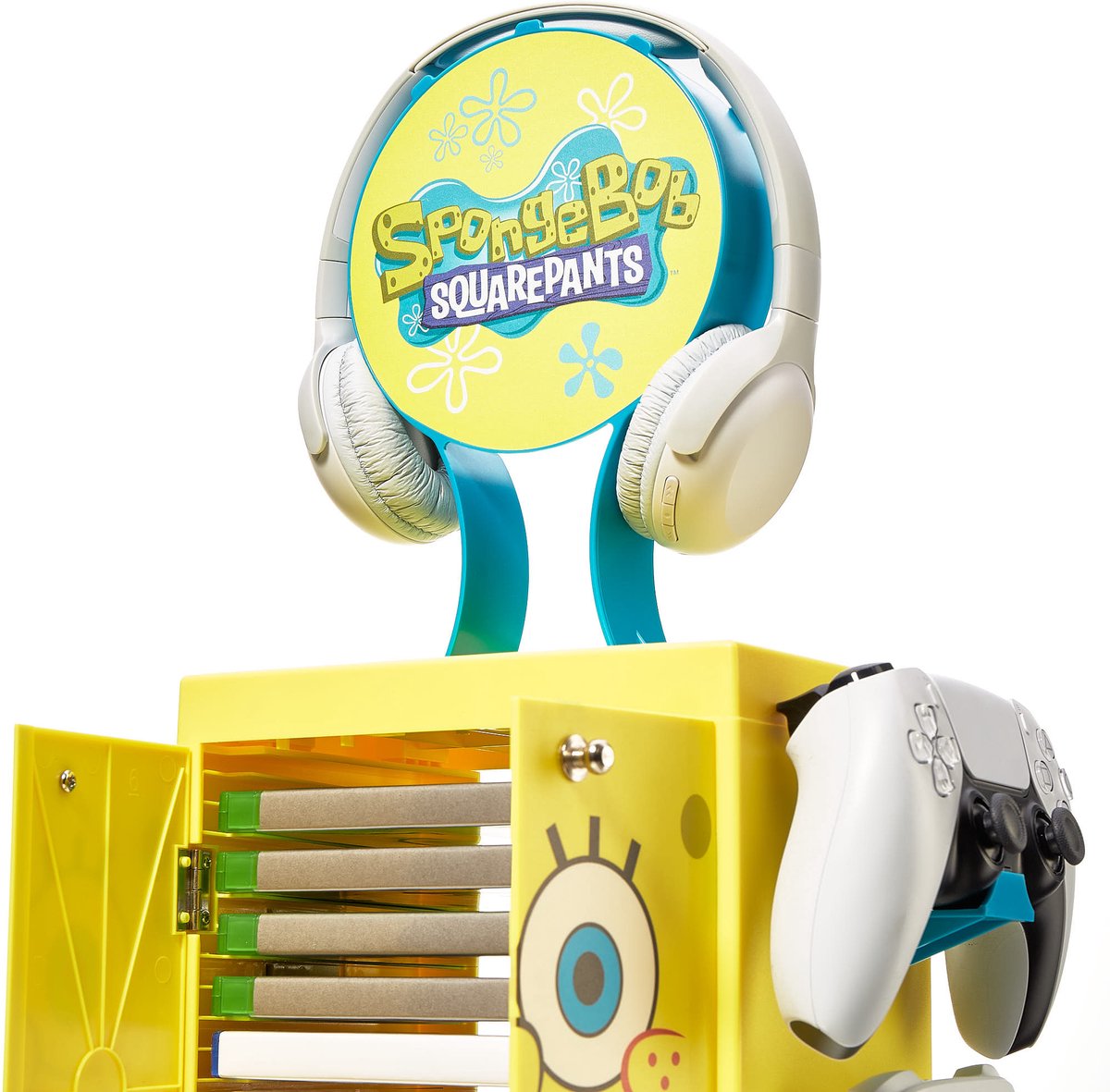 Numskull - SpongeBob SquarePants Inspired Gaming Locker voor 4 Controllers - 10 Games - Koptelefoon