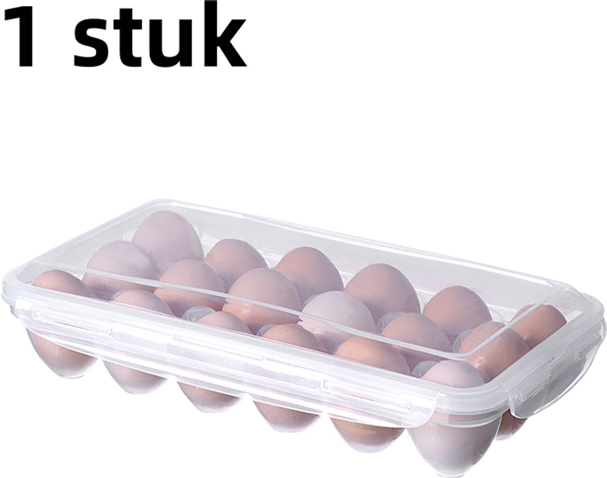 1 stuk - Eierdoos - Keukenrek met deksel Eierdoos - Geschikt voor thuisgebruik Kunststof koelkast Vershouddoos - Wit