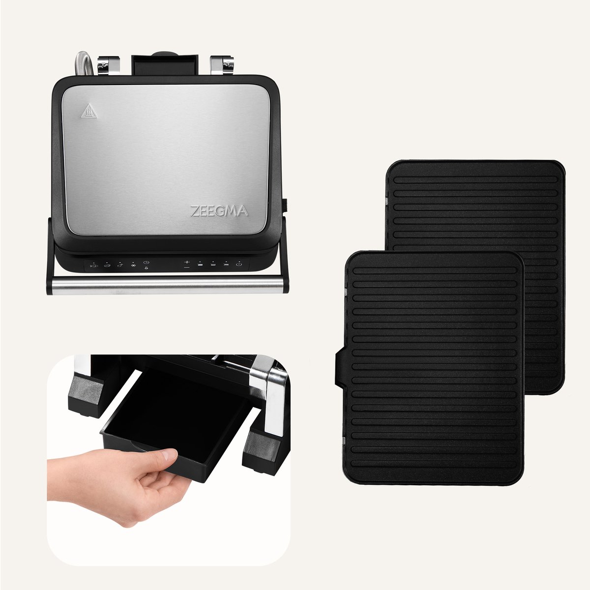 ZEEGMA Grill Chef 3.0 - 2000W contactgrill met 4 automatische programma's thumbnail 5