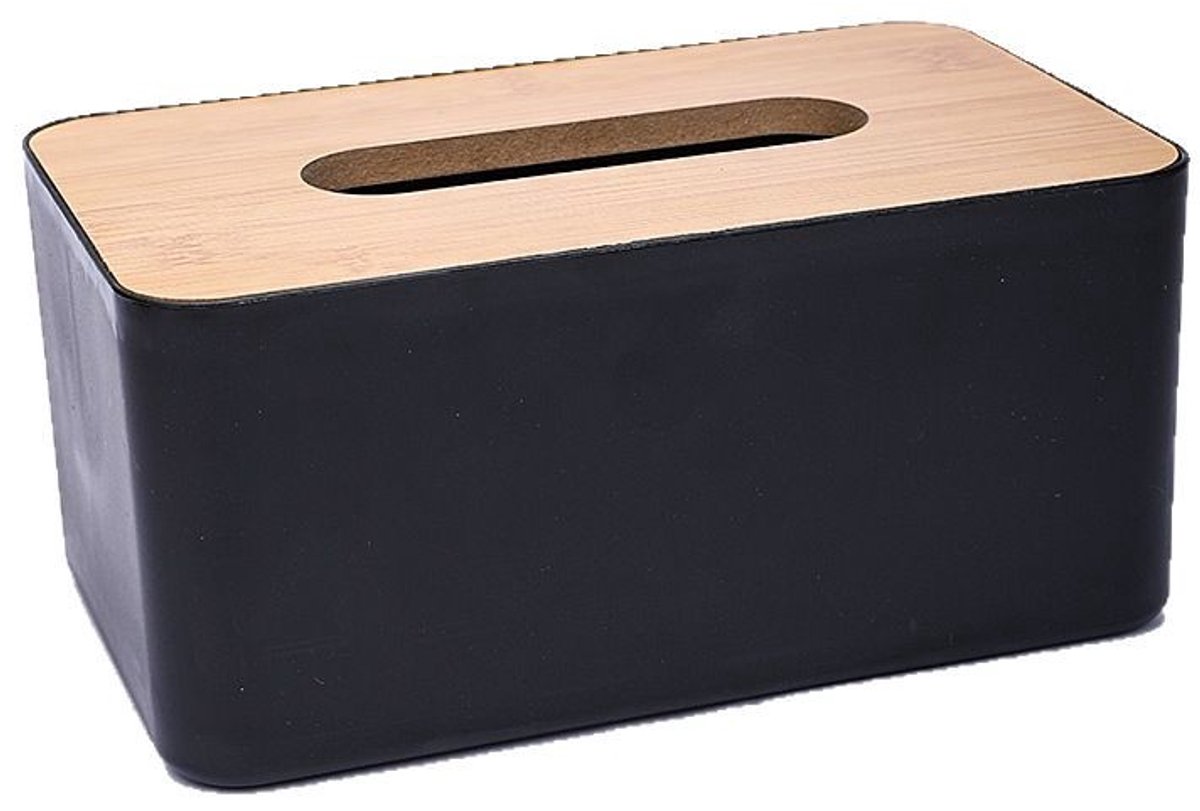 Tissue Box - Woonkamer Bamboe Servetten - Zwart - Bamboe - 21 x 13 x 9 cm