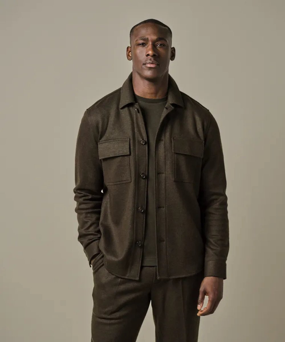 Green wool knitted overshirt