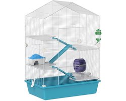 Benelux Select Hamsterkooi – Hamster – Hamster kooi – Hamster huisje – 5-laags – Antislip hellingen – Met accessoires - 58X36X81 cm