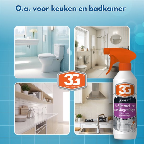 3x 3G Professioneel Schimmel & Aanslagreiniger 500 ml - Schimmel Reiniger - Schimmel Reiniger Badkamer - Schimmel Verwijderen - Schimmelreiniger - Aanslag Reiniger - Muur Reiniger - Vochtplekken - Schimmelbestrijder - 3-Pack — afbeelding 4