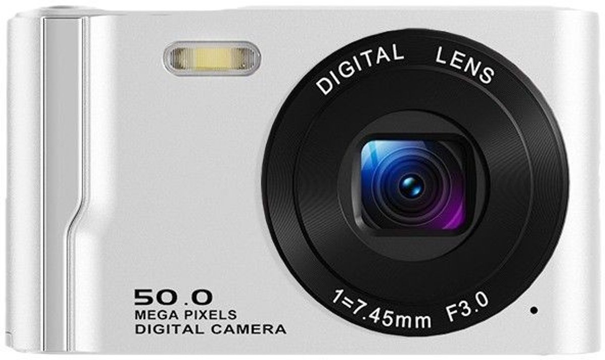 Digitale camera - Autofocus 4K Vlogging-camera voor fotografie met anti-shake, 50MP compacte point-and-shoot digitale camera voor kinderen met 16x zoom, 1 batterij, 32GB kaart (wit)