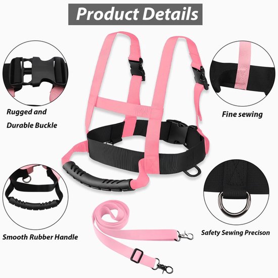 Kinderski-harnas - Outdoor Skate Plow Trainingsriem - Beginnersski-hulpharnas - Roze - Kinderbeginnersski- en snowboardharnas - Verstelbaar nylon harnas van TSL☺ — afbeelding 3
