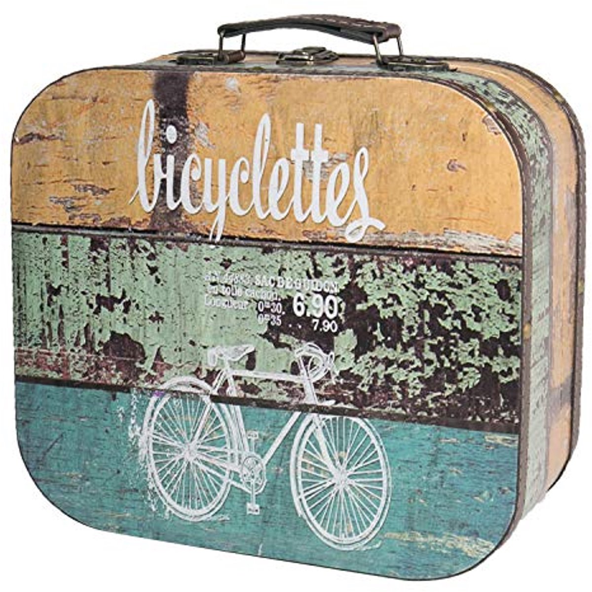 Vintage houten koffer met fietsdesign - Decoratieve opbergdoos voor elk interieur