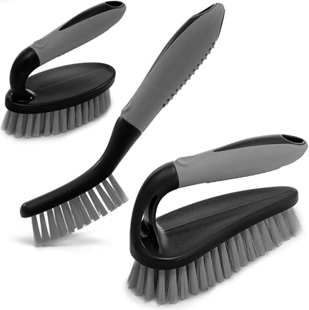 Set van 3 Schrobborstels met Ergonomische Handgreep - Ideaal voor Badkamer en Keuken
