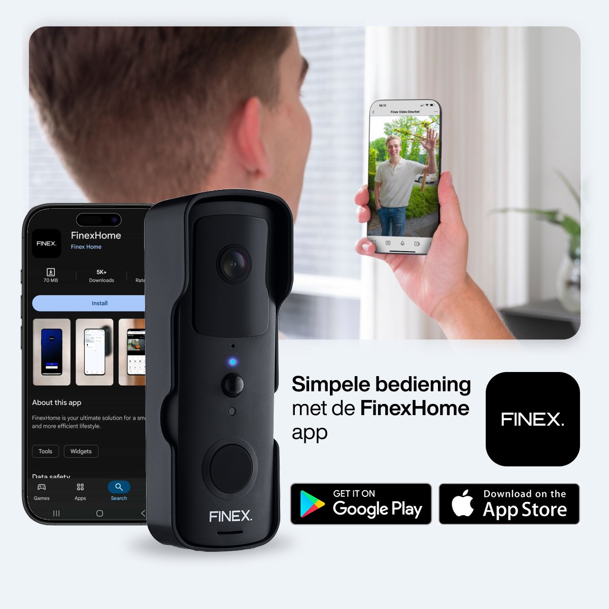 Finex Video Deurbel - Inclusief binnenbel, SD kaart (32GB) & - afbeelding 2