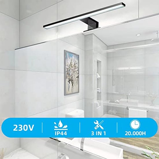 Boorafstand 58 Cm Kwazar Luminaire LED Wandlampe 60 Cm Badleuchte Wand 15W Wandbeleuchtung 4000K Moderne Spiegelleuchte Küche Küchenlampe ULKE Mit Schalter Sehr Hell Badkamer Spiegellamp 60 Cm