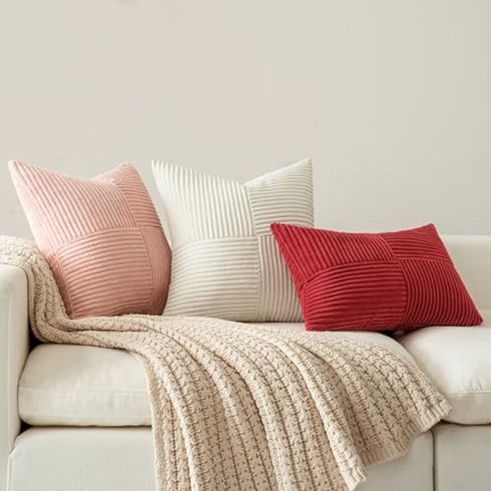 NIULAA Set van 2 decoratieve kussenslopen van kunstbont, zacht, pluizig, voor bank, slaapkamer, 45 x 45 cm, crème