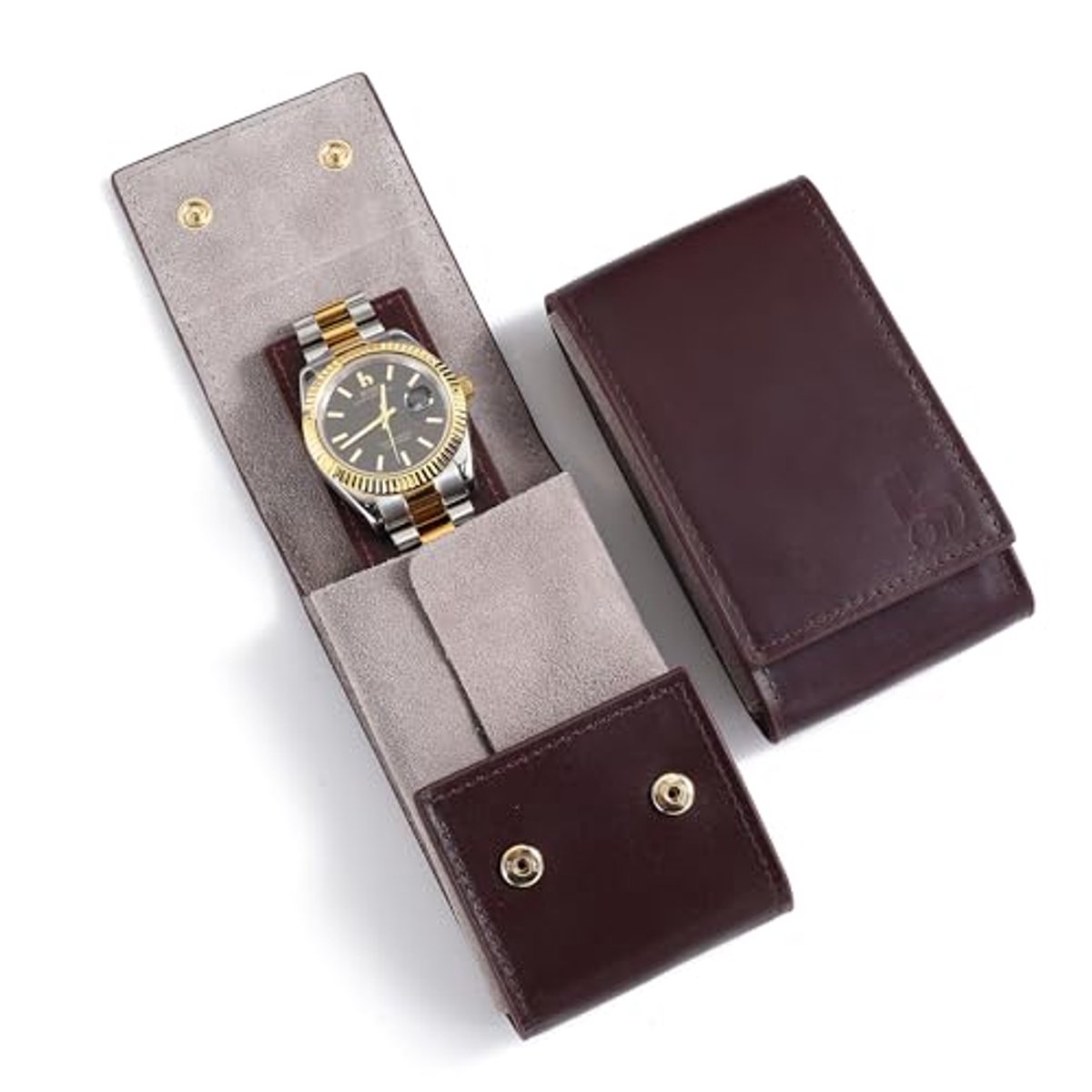 Portabele Leren Horloge Reisdoos - Enkele Horloge Band Opbergtas voor Mannen