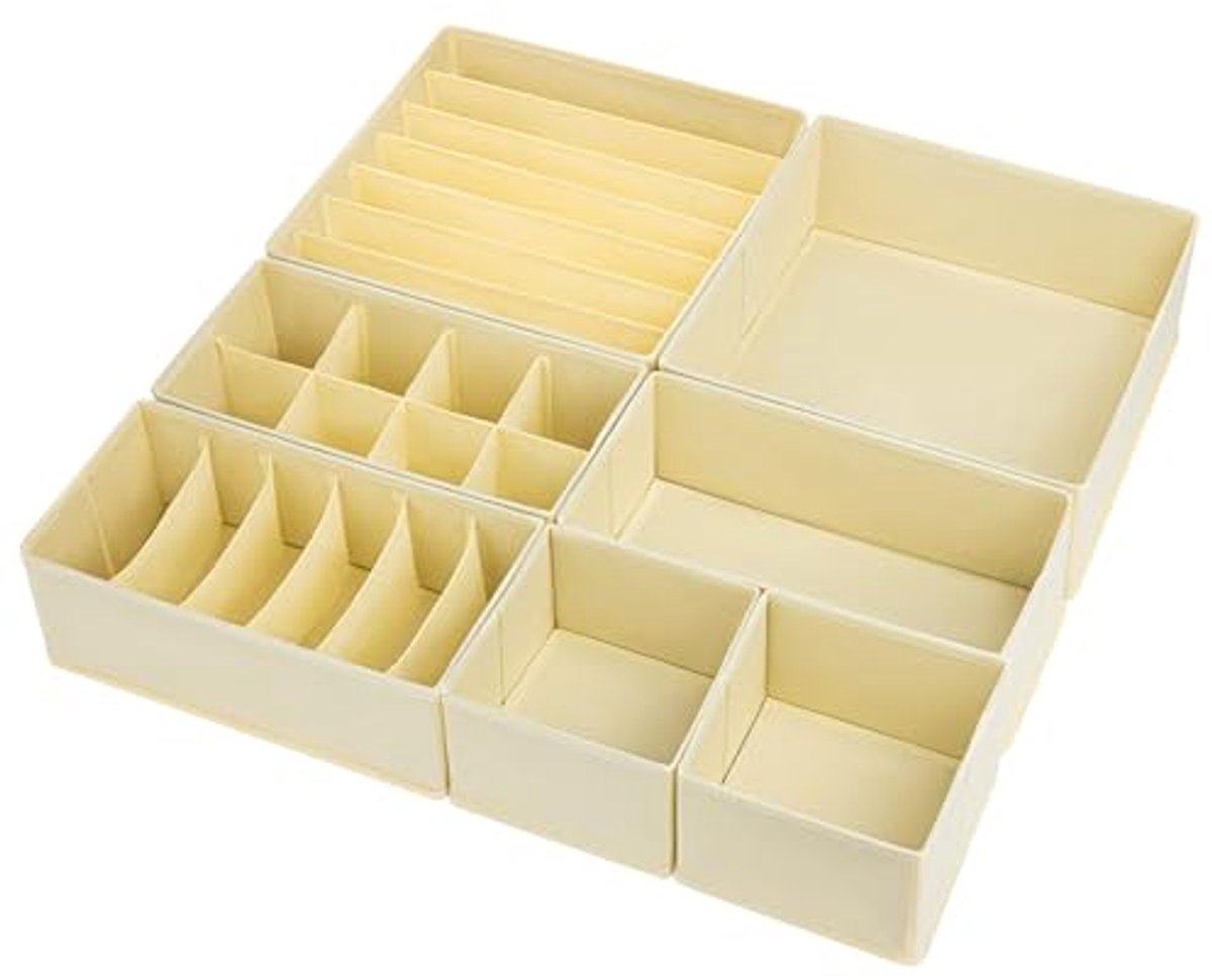 Lade-organizer set van 7 - Beige opbergsysteem voor kledingkast en accessoires