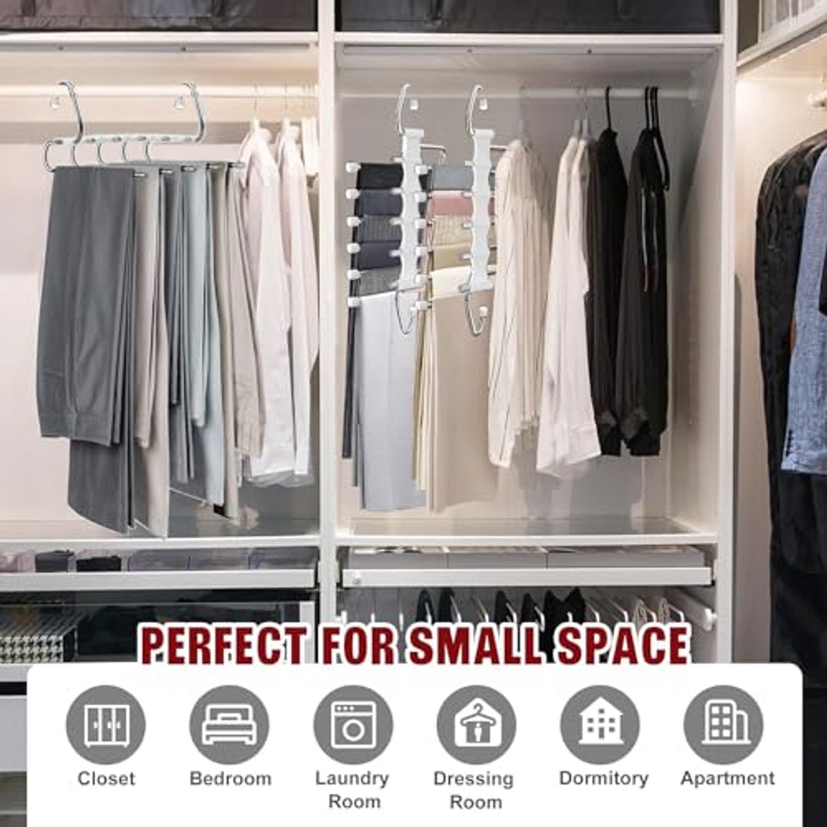 Ruimtebesparende 5-in-1 Kleerhanger voor Broeken en Kleding (2 Stuks)