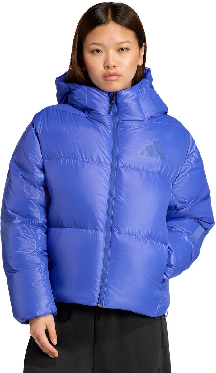 adidas Sportswear ADIDAS Z.N.E. Climawarm Pufferjack met Dons Dames Blauw