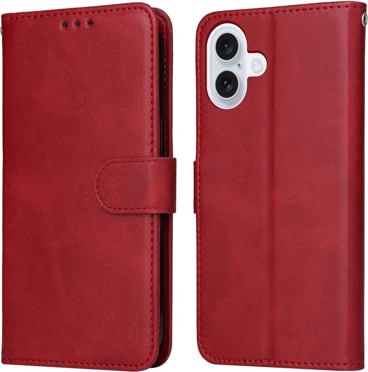 LAMT Stevige Bookcase Hoesje iPhone 17 Pro Max – Rood – Met Magnetische Sluiting