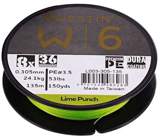 Westin W6 8-Braid Lime Punch (135m) - Maat : 0.205mm - 10.6 kilo van Westin — afbeelding 5