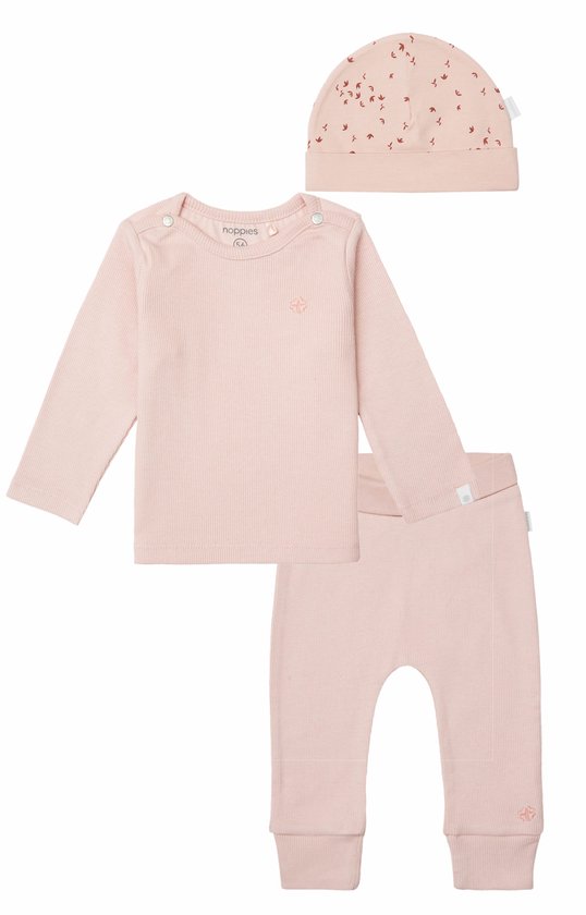 Foto: Noppies kledingset 3 delig broek naura rose smoke shirt natal muts navar maat 56