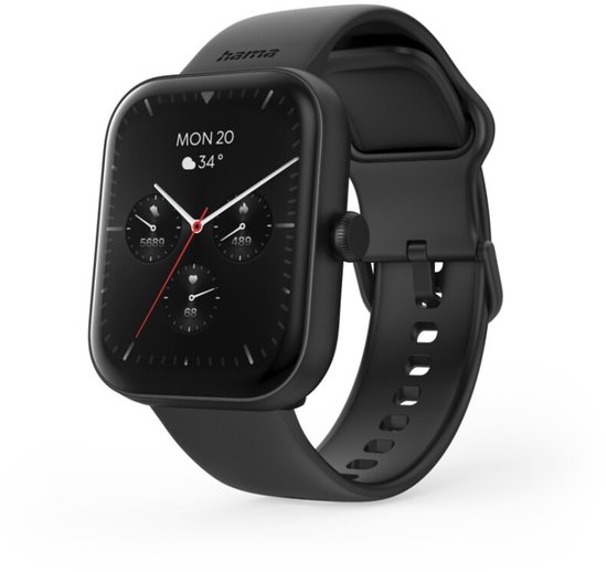 Hama Smartwatch 5000 Telefoonfunctie Slaapanalyse Waterdicht 1.65 Inch Zwart