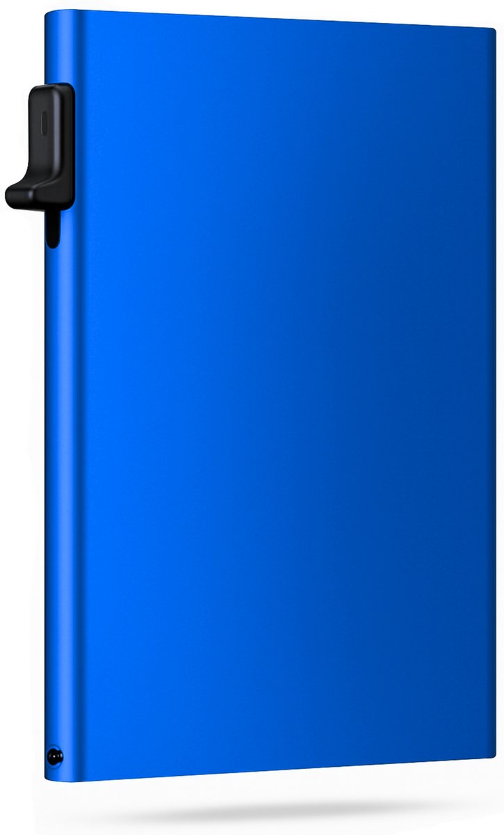 MoodLux Pasjeshouder - Uitschuifbaar - RFID kaarthouder - Aluminium - Anti-Skim - Mannen en Vrouwen - 8 pasjes - Plakstrip - Blauw