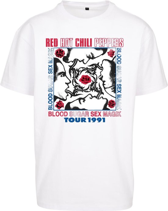 Mister Tee Red Hot Chili Peppers - Tour 1991 Oversize Heren Tshirt - XL - Wit
