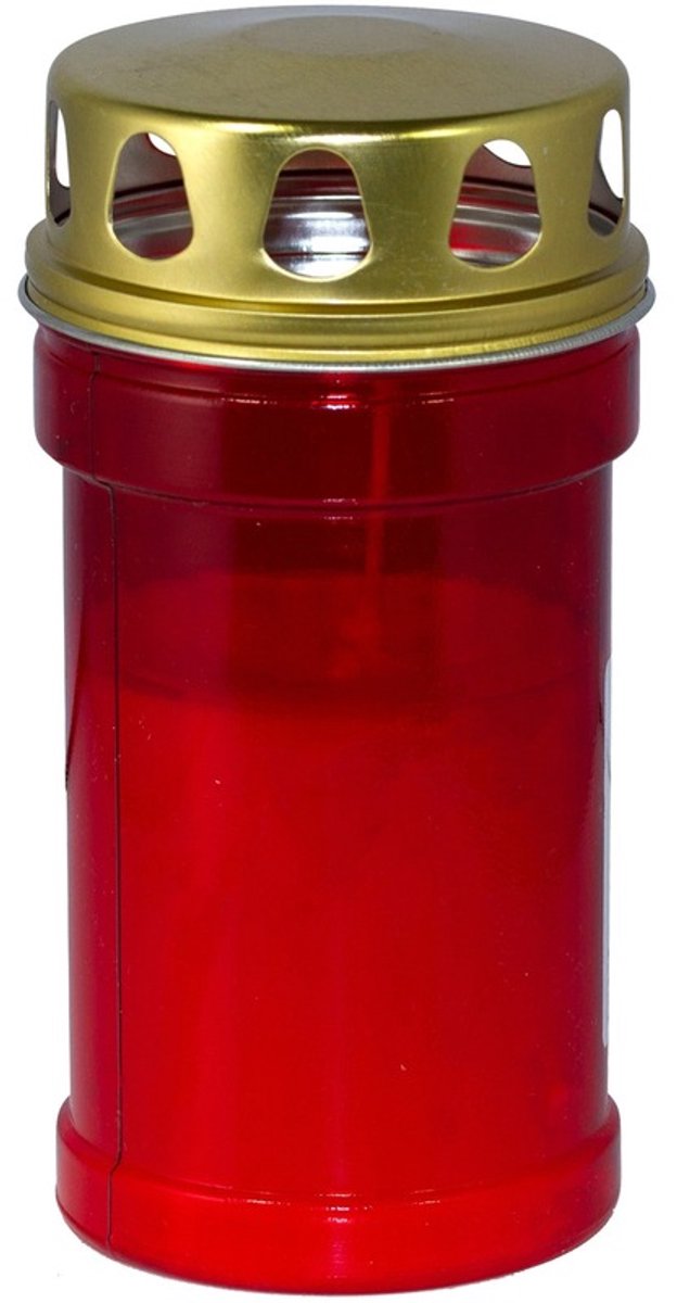 Trend Candles grafkaars - gedenklicht met deksel - rood - 7 x 14 cm - 2,5 dag - Gedenkkaars - Graflicht/herdenkingslicht