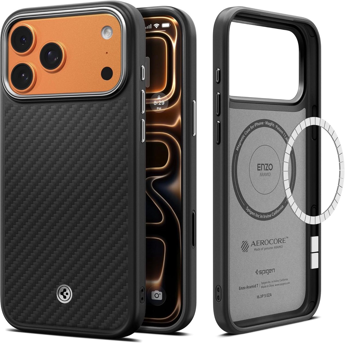 Spigen Geschikt voor Apple iPhone 17 Pro - Enzo Aramid T MagFit - Kevlar - Geschikt voor Mag - Back Cover Hoesje - Zwart