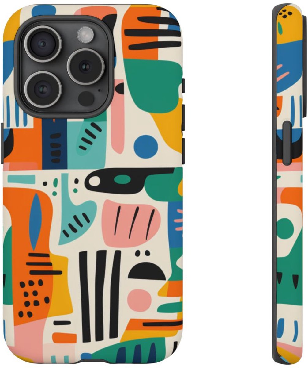 Kleurrijk Abstract Geometrisch Patroon – Telefoonhoesje Geschikt voor iPhone 15 Pro