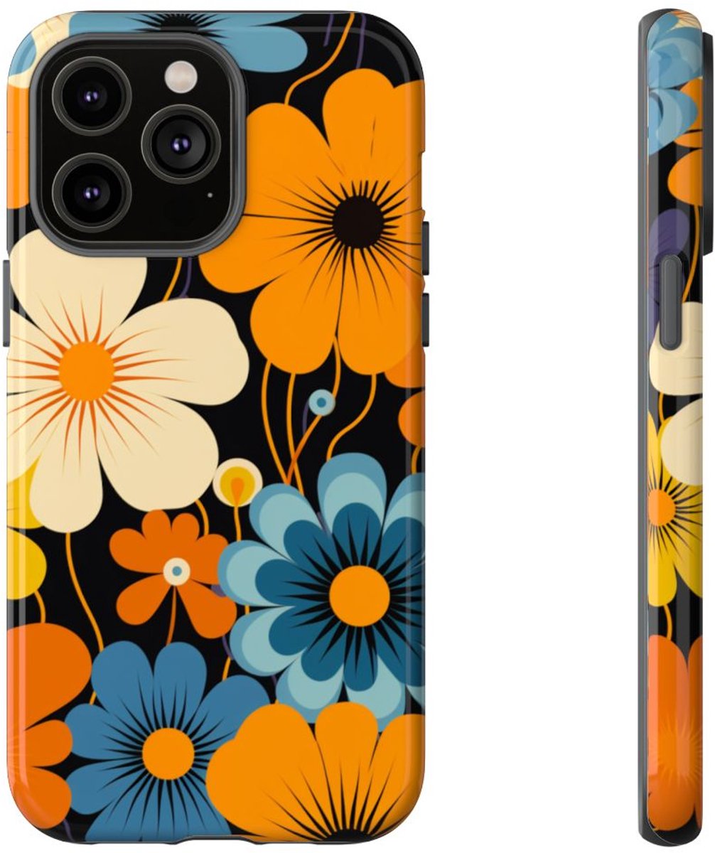 Gedurfd Retro Bloemenpatroon – Telefoonhoesje Geschikt voor iPhone 14 Pro Max