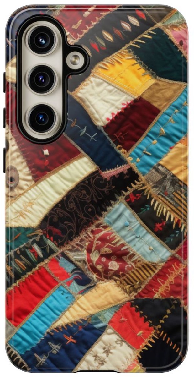 Kleurrijk Patchwork Quilt Design – Telefoonhoesje Geschikt voor Samsung Galaxy S24