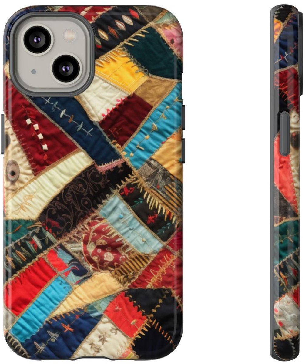 Kleurrijk Patchwork Quilt Design – Telefoonhoesje Geschikt voor iPhone 14