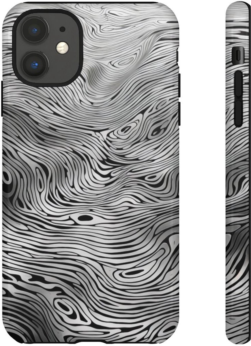 Zwart-Witte Abstracte Lijnenstructuur – Telefoonhoesje Geschikt voor iPhone 11