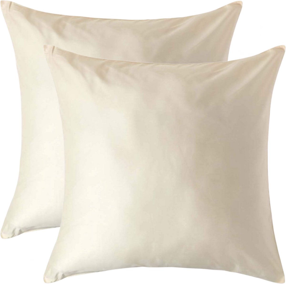 Homescapes Biologisch Kussensloop 80x80 cm – Set van 2 – Crème – 100% Egyptisch Katoen Satijn – Draaddichtheid 400
