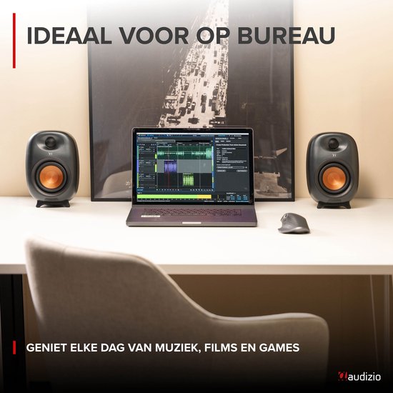 Stereo set - Audizio RS80 HiFi speakers - Boekenplank speakers - Bluetooth - Donkergrijs - 160W van Audizio — afbeelding 2