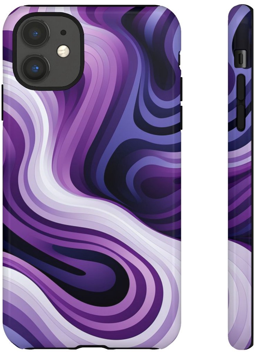 Paars Abstract Golvend Lijnenpatroon – Telefoonhoesje Geschikt voor iPhone 11