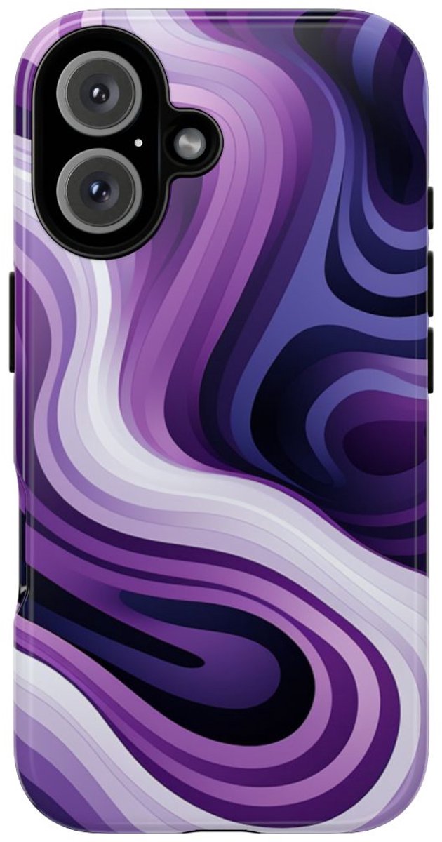 Paars Abstract Golvend Lijnenpatroon – Telefoonhoesje Geschikt voor iPhone 16