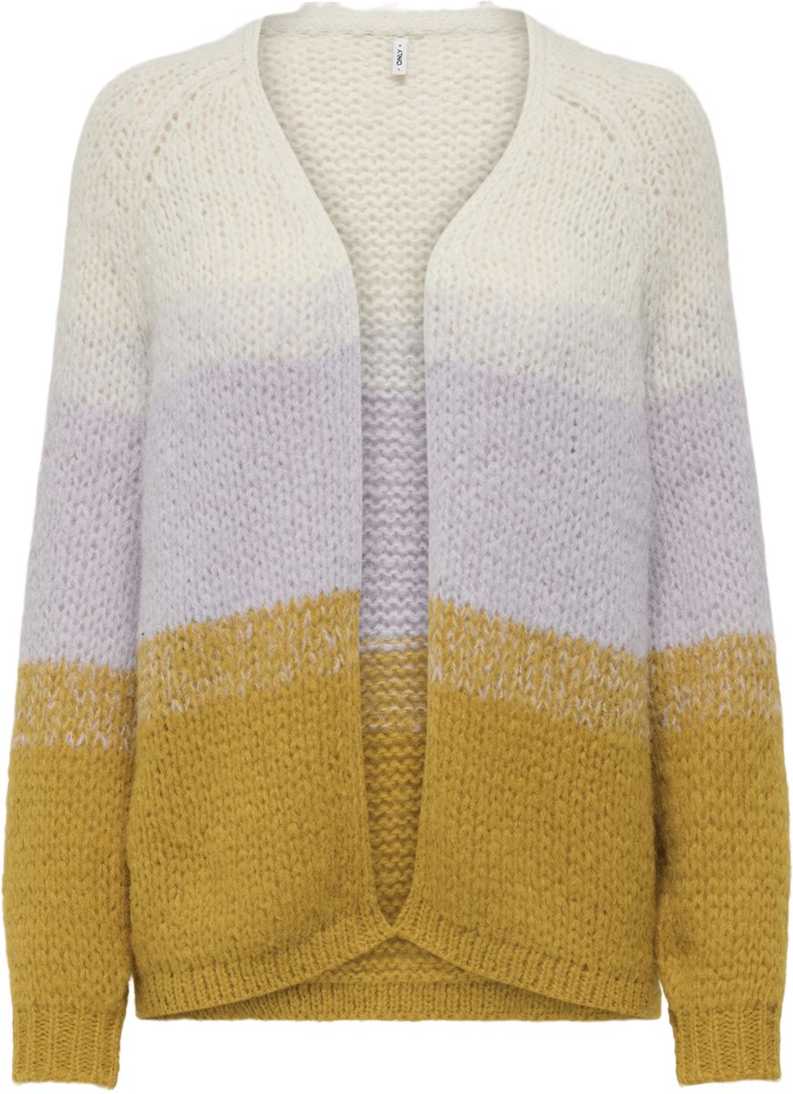 Only Alyssa Open Cardigan Dames Lange rits fleece Birch Raindrops/Harvest Multicolor