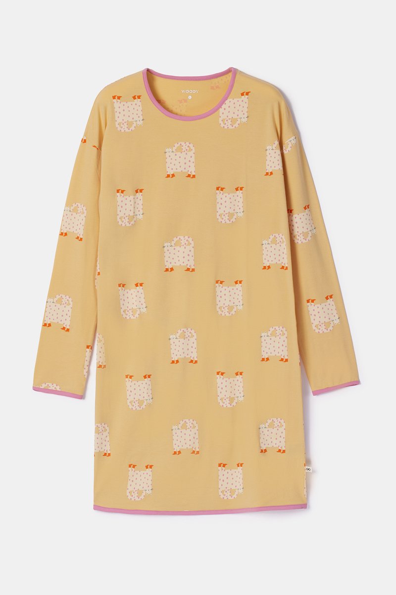 Woody Slaapkleedje gele kattenprint Geel