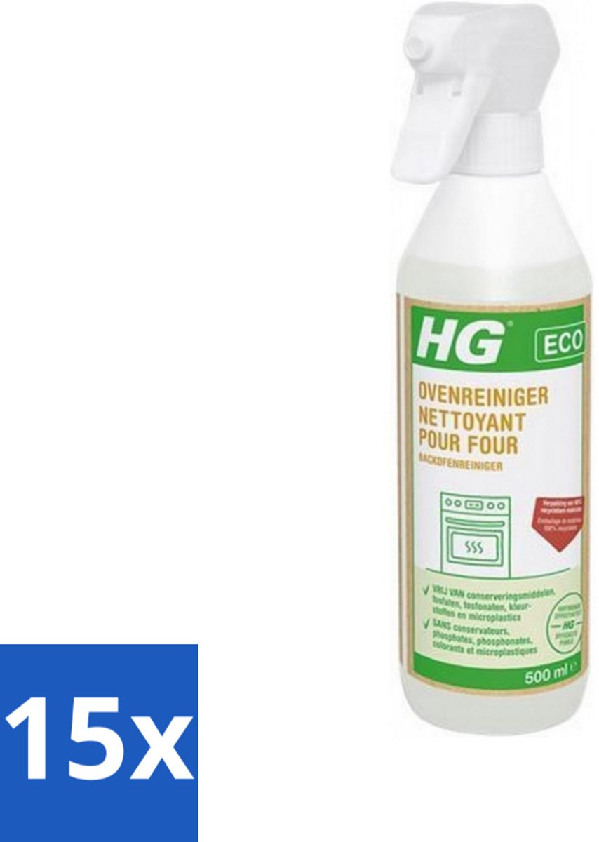 15 x HG Eco Ovenreiniger 500 ml - Oven Reinigen - Vet Verwijderen - Oven Reiniger - Eco Oven Reiniger - Aangebrand Vet Verwijderen