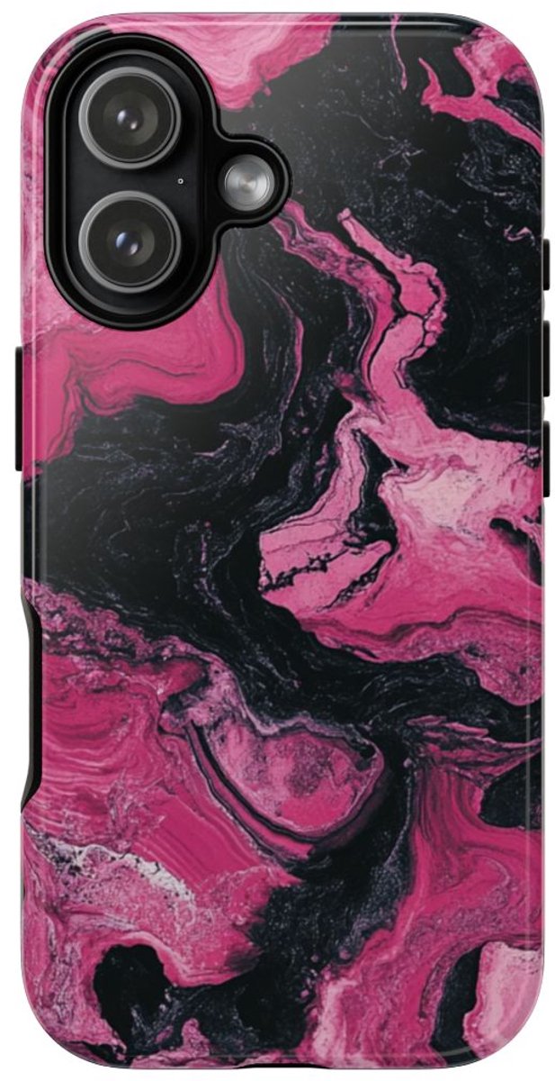 Roze en Zwarte Marmer Abstracte Textuur – Telefoonhoesje Geschikt voor iPhone 17
