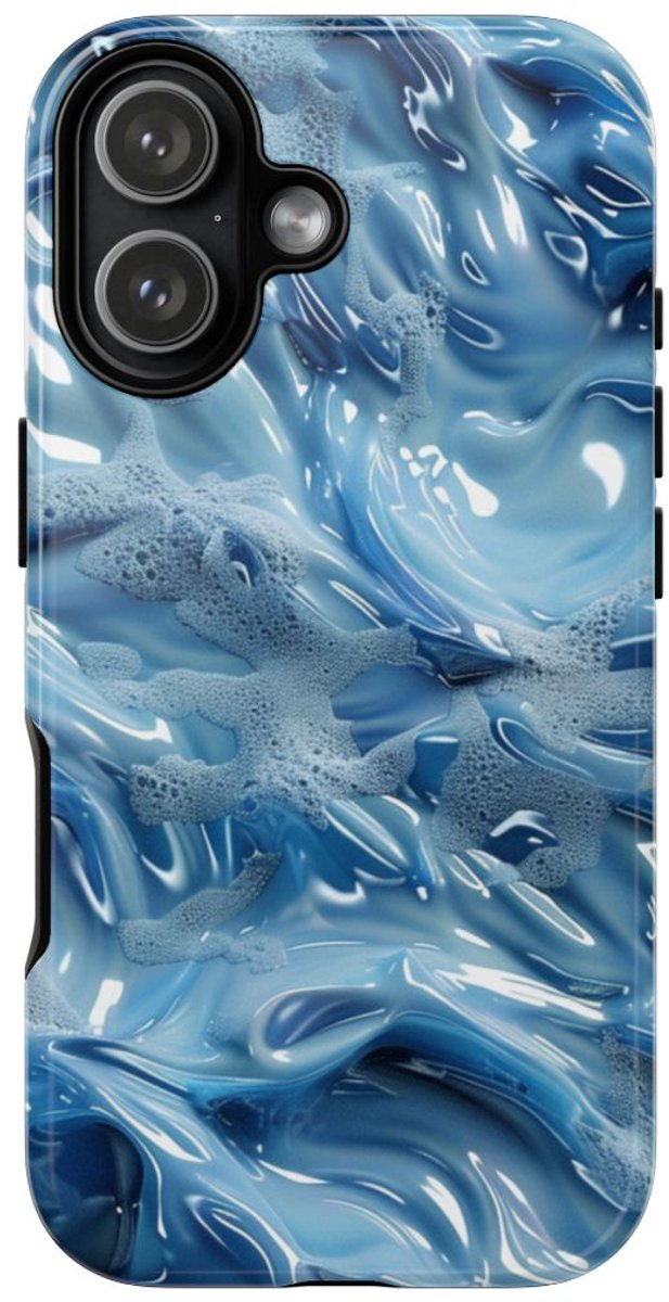 Blauw Abstract Golvend Patroon – Telefoonhoesje Geschikt voor iPhone 17