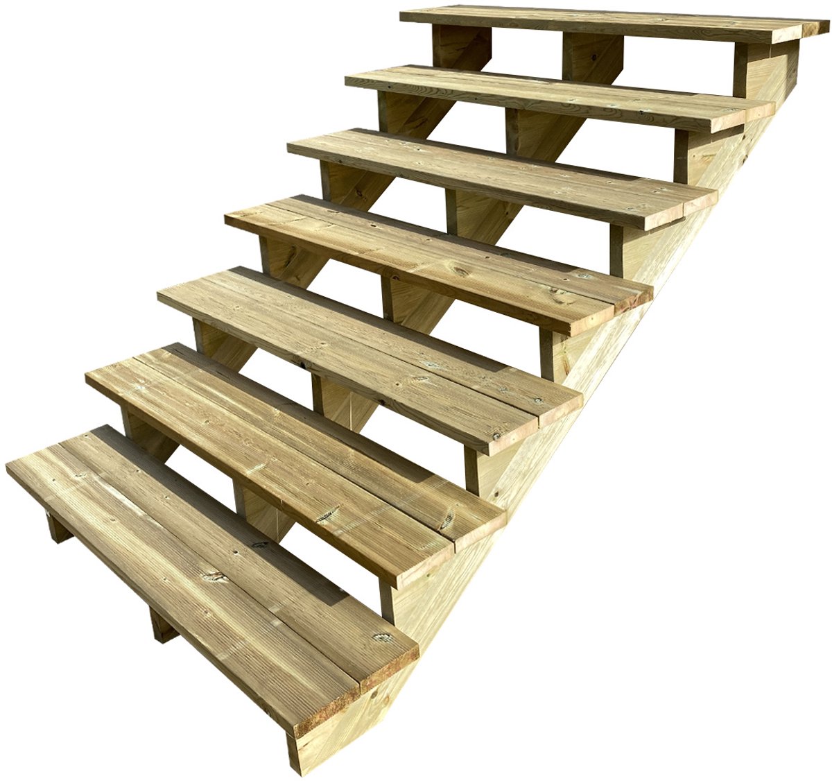BERLIN Houten Buitentrap - 7 Open Treden 122 cm Hoog - 140 cm Breed