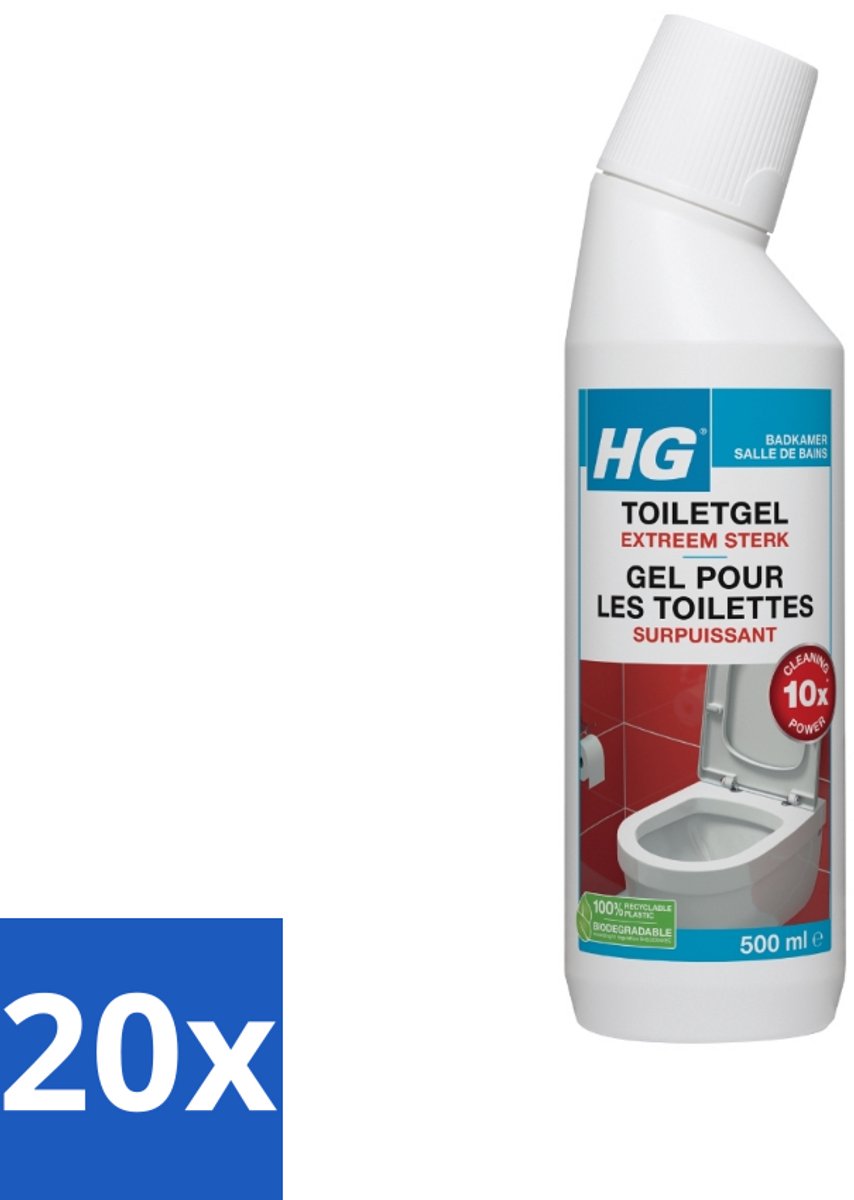 20 x HG Toiletgel Extra Sterk 500 ml - Toiletgel - Toilet Reinigen - Kalk Verwijderen - Urinesteen Verwijderen - Toilet Schoonmaken